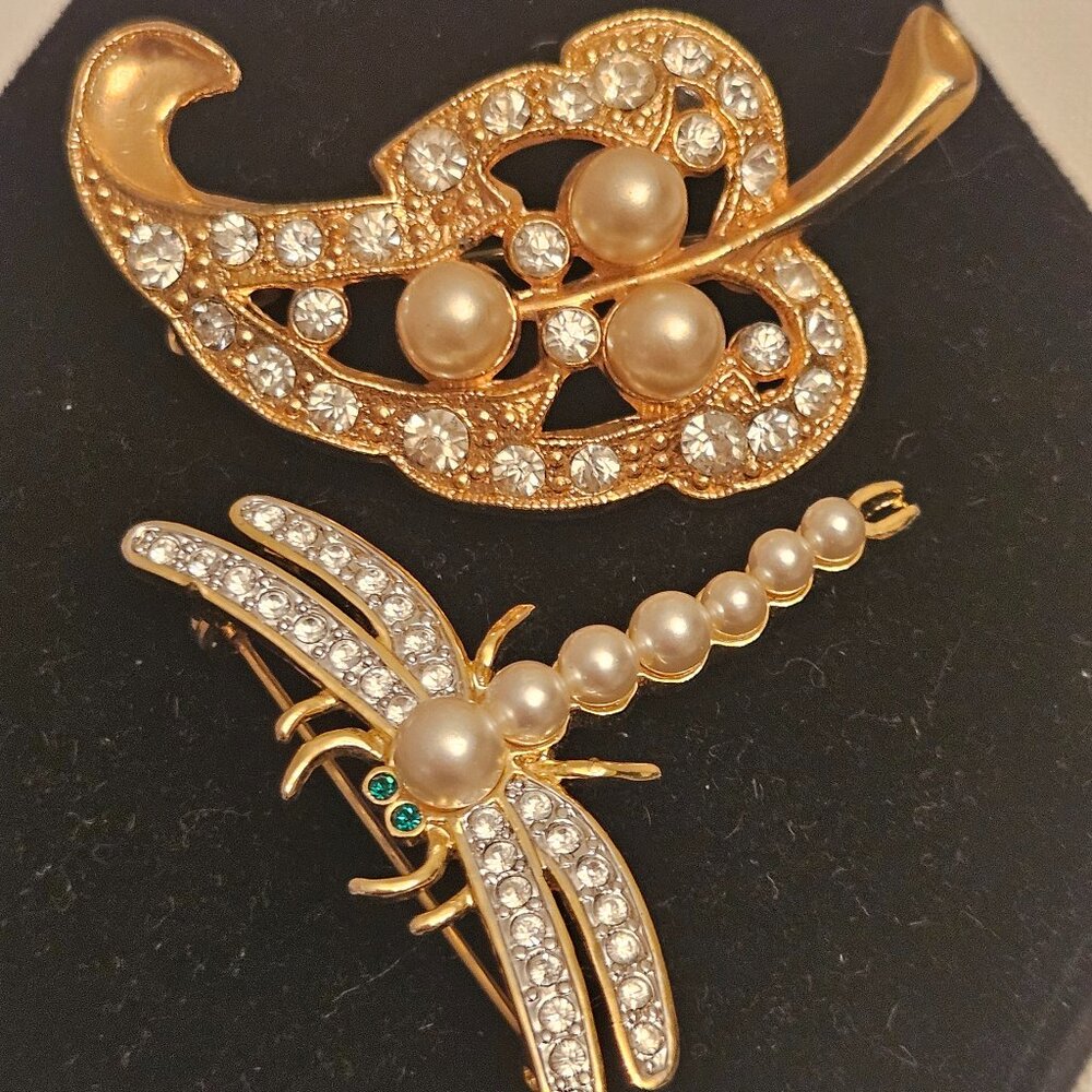 Set of Two Vintage Faux Pearl Pins
